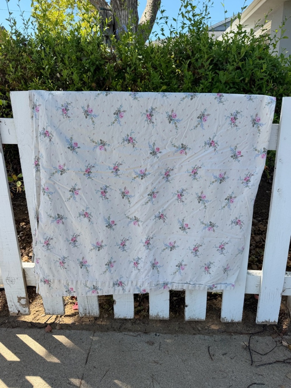 VTG Lauren Ralph Lauren Garden Cove Green Floral Twin Flat Sheet CUTTER CRAFTS